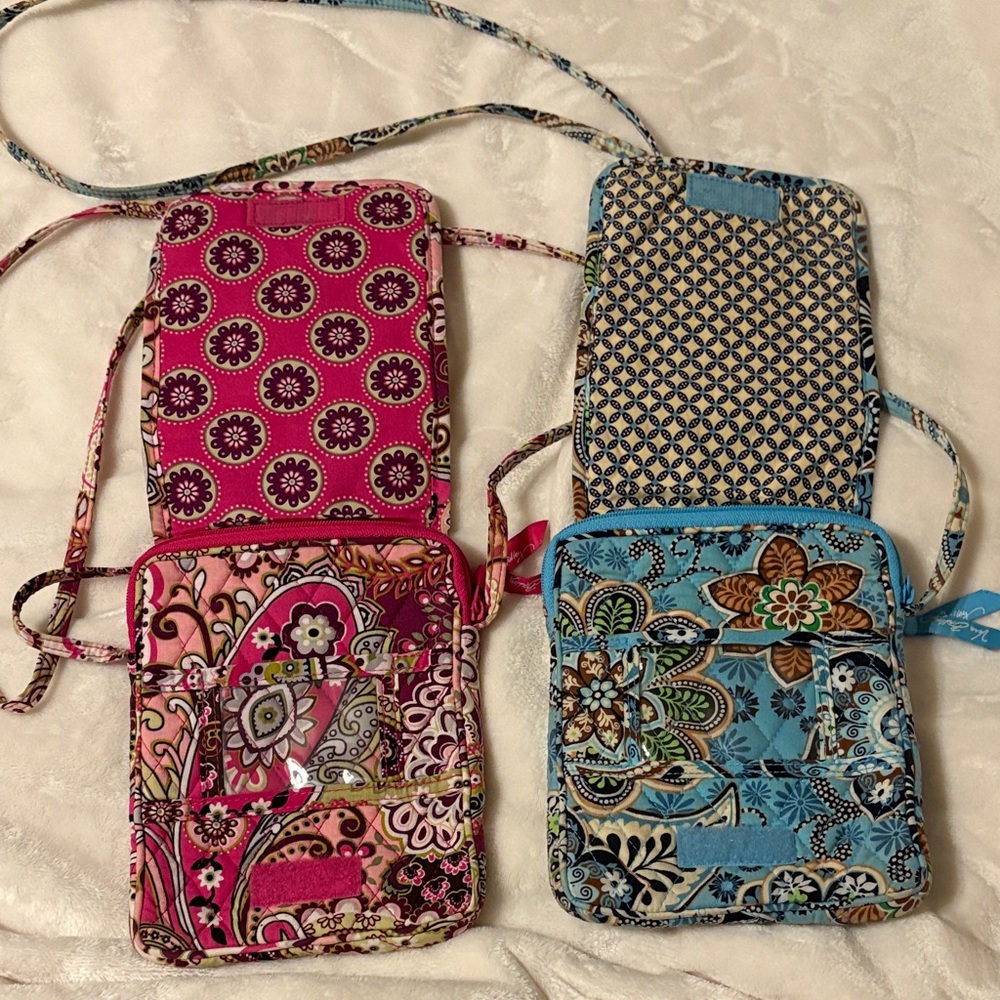 Vera Bradley Pink and Blue Paisley Crossbody Bags - Picture 3 of 4